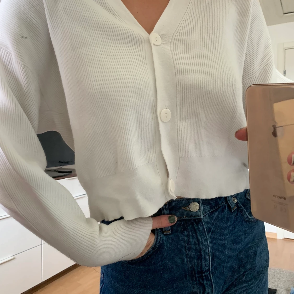 Vit knapp tröja - 90