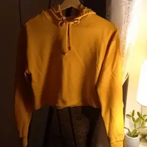 Orange/gul hoodie i storlek S. Lite kortare i modellen. 
