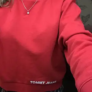 Säljer min röda Tommy Hilfiger Sweatshirt. Fick i julklapp 2019. Har några små mörka färgfläckar på armarna och lite på framsidan. Syns knappt men de går säkert att få bort. Vet inte nypriset men säljer för 150