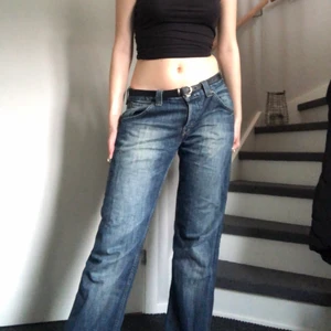 Lee jeans - Säljer dessa par super coola byxor då de tyvärr inte kommer till användning:( storlek W32 och L34 men hänger fint och lågmidjat på mig med W29/30. Köpta secondhand! Små defekter längst ned vid fötterna på baksidan, men personligen tycker jag det bara bidrar till viben, kan skicka fler bilder på detta om någon undrar <3