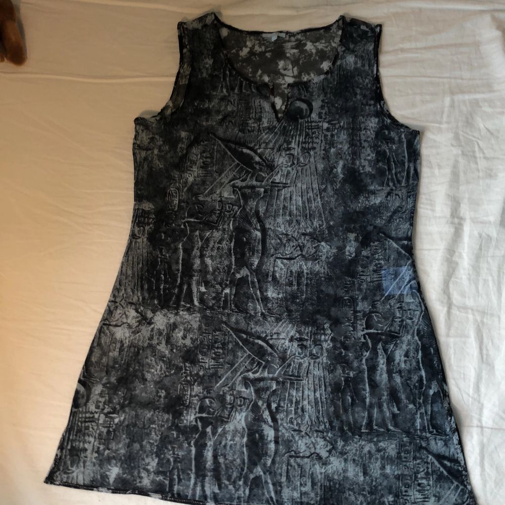 Jätte snygg mesh klänning med motiv på, helt i nyskick. Den är en minidress på mig som är ca 160cm :) Köparen står för frakten <3 . Klänningar.