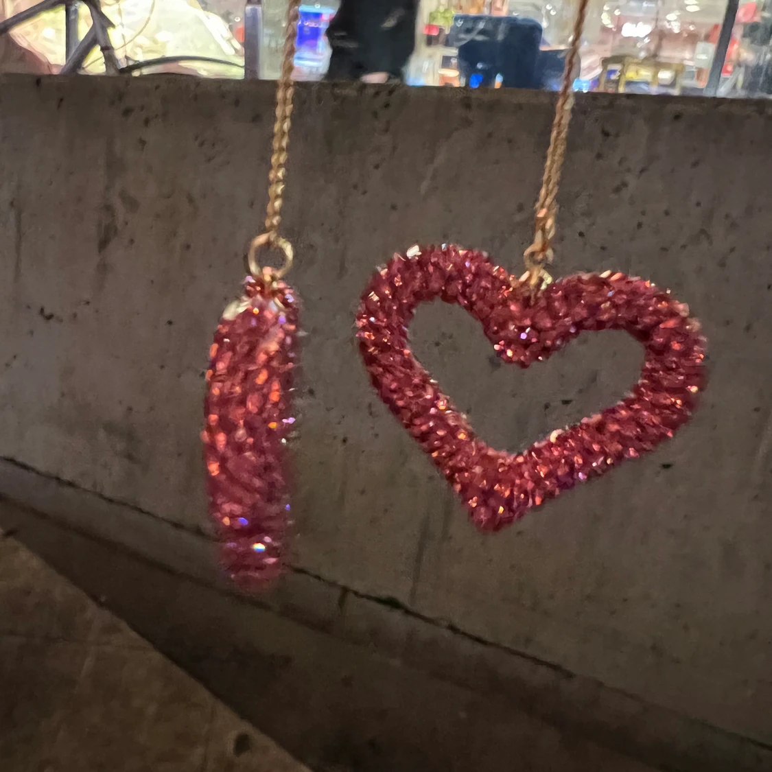 Örhängen glitter hjärtan Blush - 90