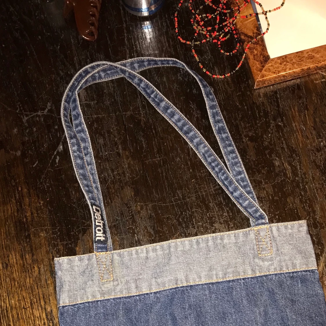 Liten tygpåse i jeans - 90