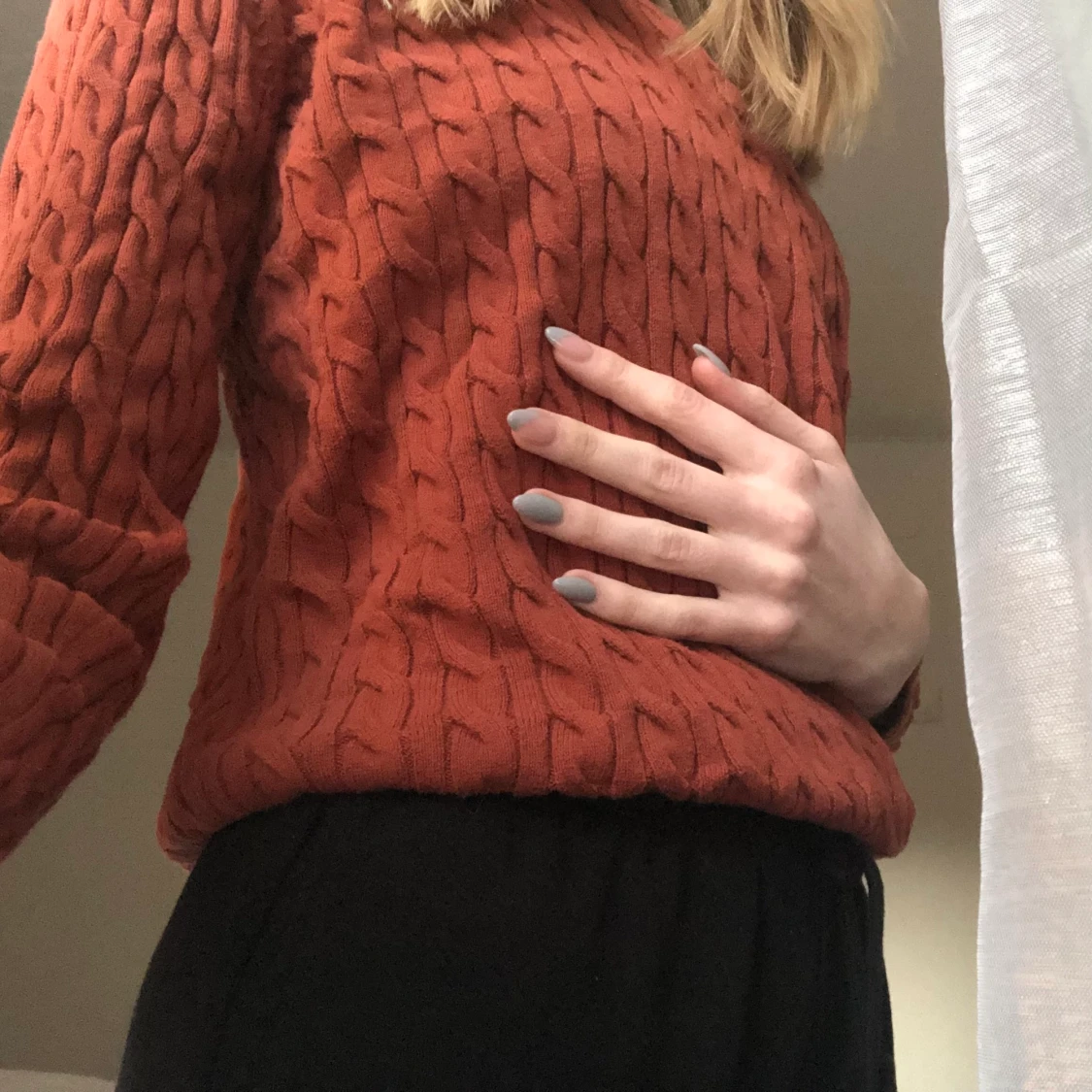 rostfärgad kabelstickad tröja 🧡 - 90