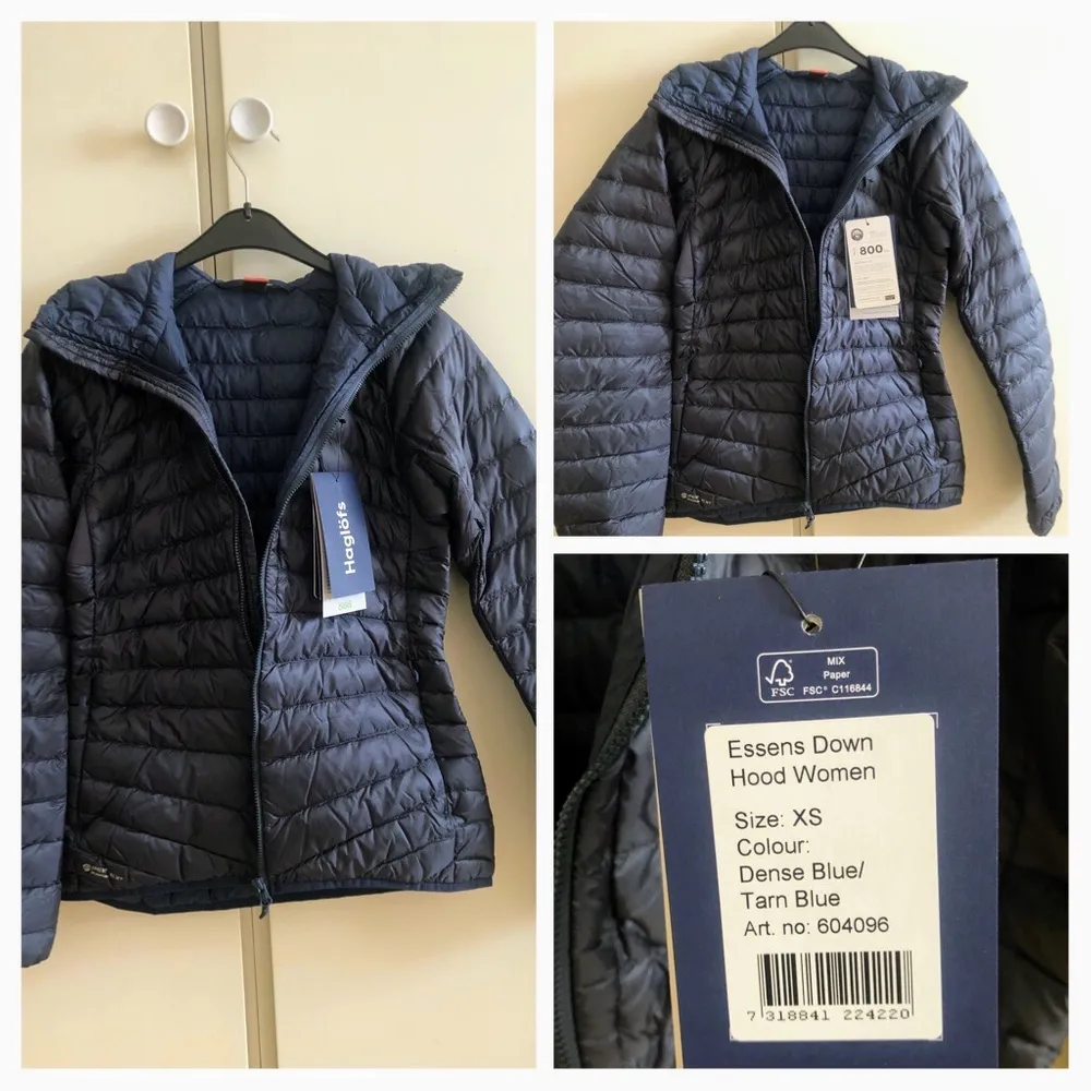 Brand New Haglöfs Essenes down hoody jacket for sale.  Brand new, has not been worn due to wrong size. Size - XS. Colour - Tarn blue/ dense blue. Jackor.
