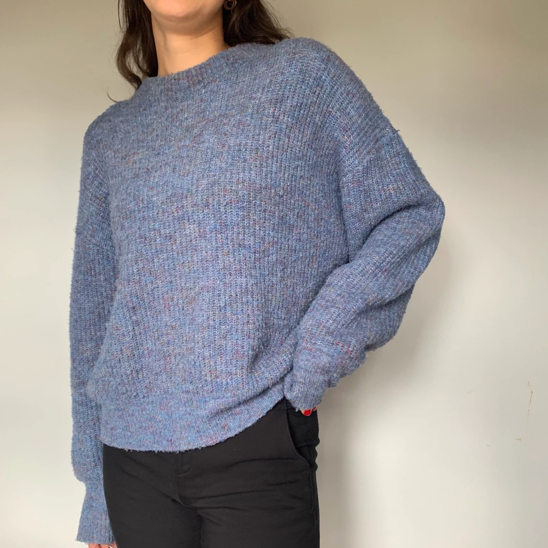 Blå stickad tröja  - 91