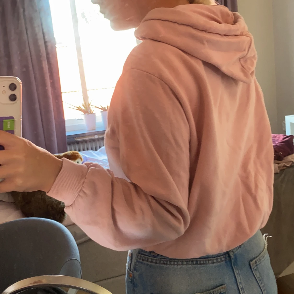 Rosa hoodie med text  - 90