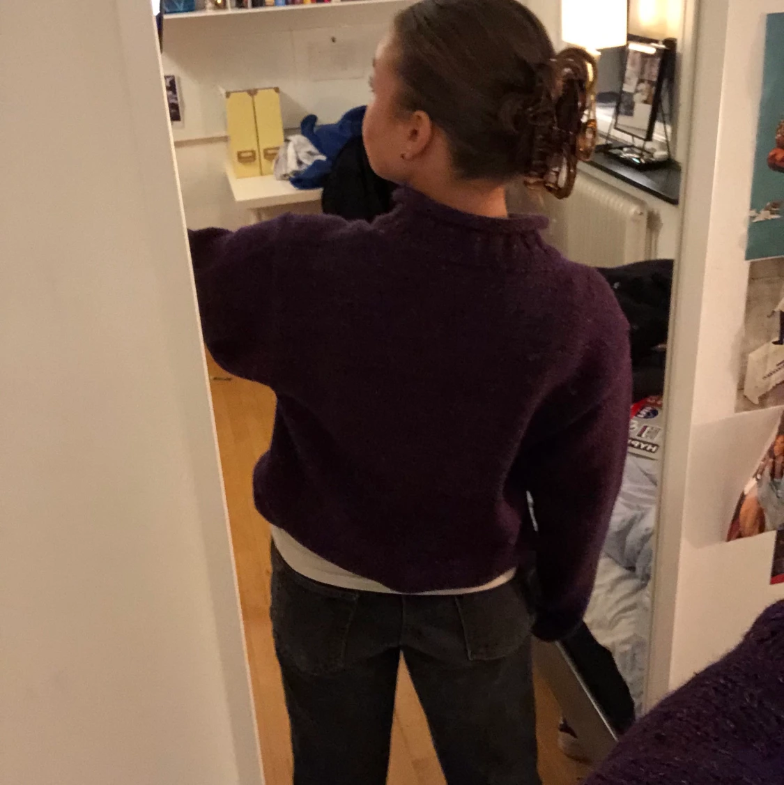 Lila stickad tröja  - 91