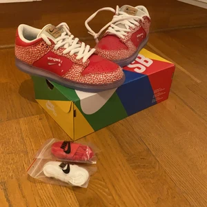 Helt nya Nike dunk SB stingwater collab - Helt oanvända nike sb dunk stingwater. Säljer pga fel storlek, tänkte skatea dessa men råkade köpa storlek 41. Är aldrig använda och går för 260$ på stockX!! Har flera helt unika detaljer såsom en ficka i tungan, unikt inlägg och genomskinlig sula. Skriv gärna om ni vill diskutera kvalite och pris! 