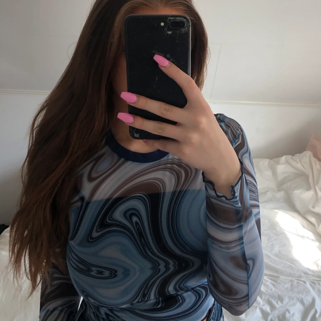 Blå/svart mesh tröja  - 91