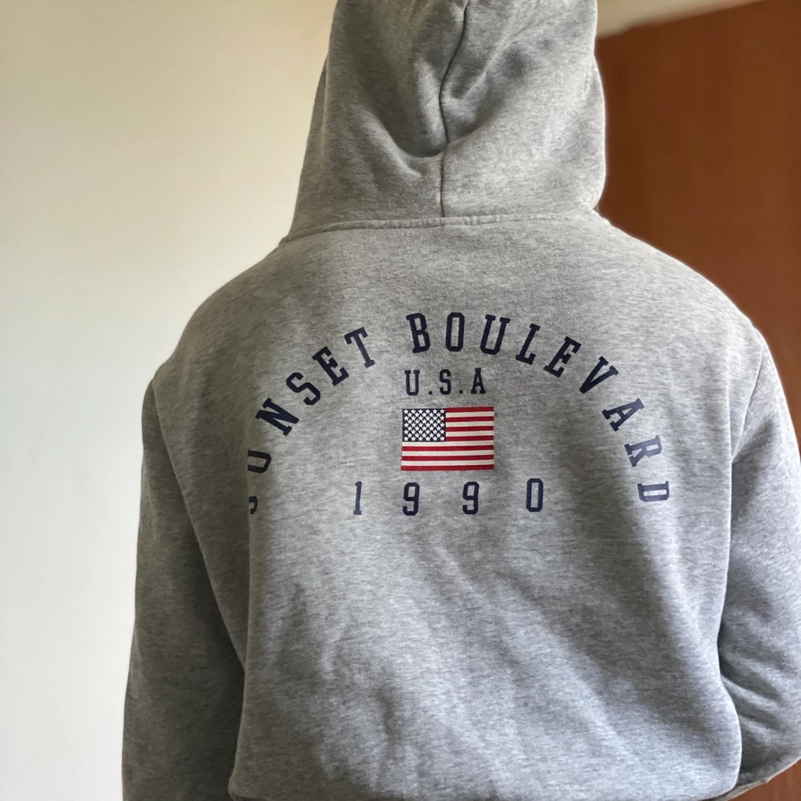 Grå hoodie med tryck - 91