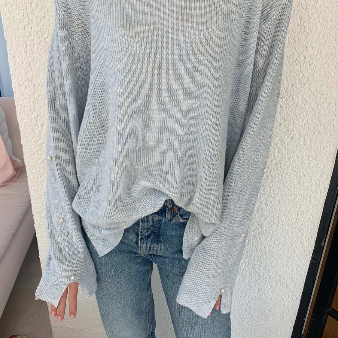 Trendig stickad tröja