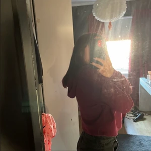 Vinröd hoodie - En jättefin vinröd hoodie som är croppad. Den kommer inte till nån användning längre så därför säljer jag den. Den är använd men i bra skick