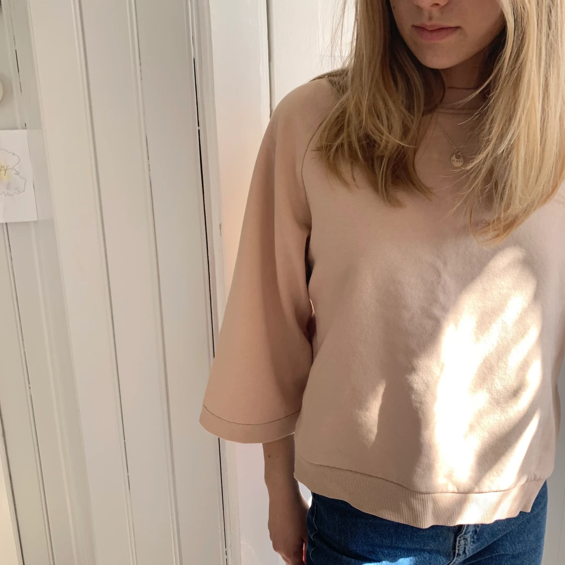 Rosa sweatshirt med vid arm - 90