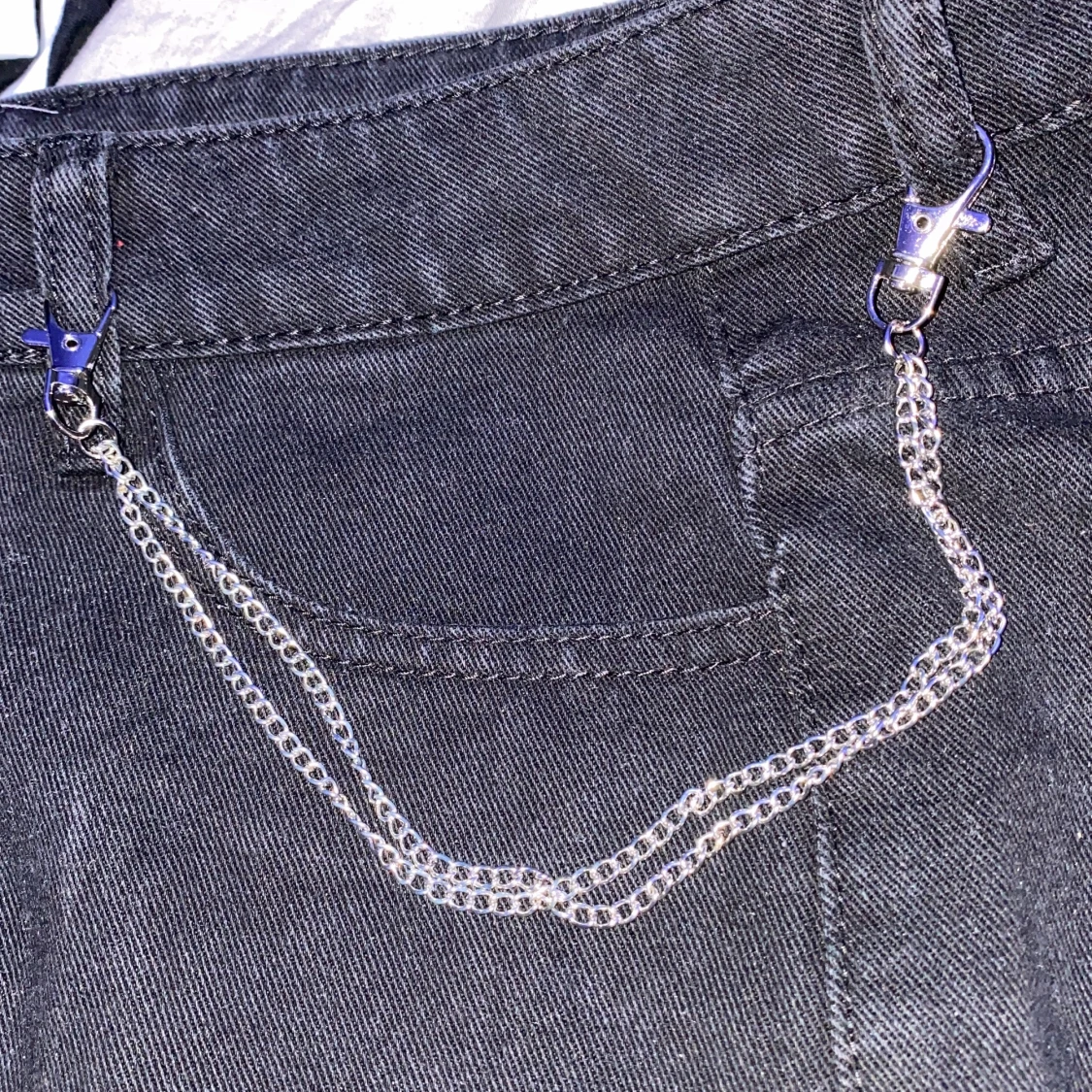 Black jeans shorts with chain - 91