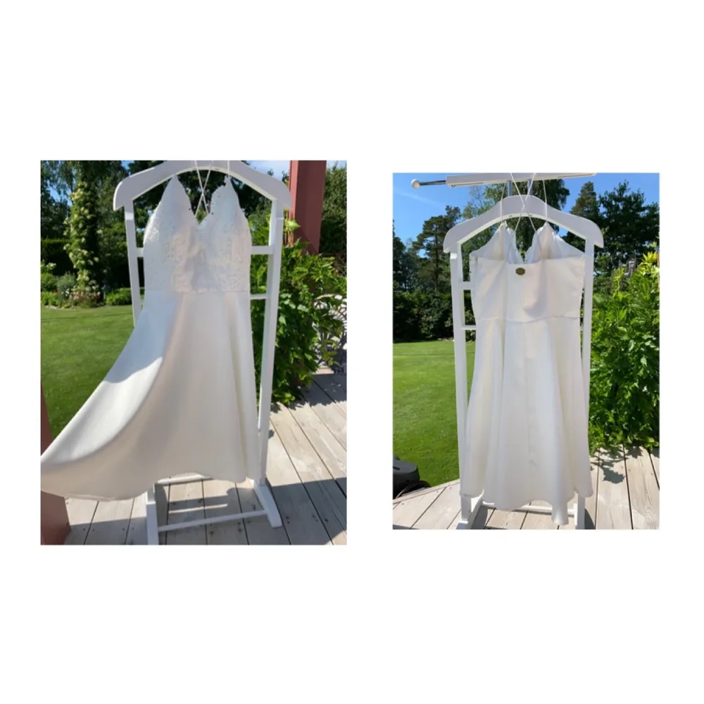 Vacker vit klänning med broderat spets upptill🤍 Använd endast 1gång. Storlek 38🤍 Frakt 66kr 📦 . Klänningar.