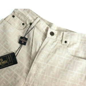 Vintage logo Fendi byxa i beige  - Äkta Fendi Jeans Pants Trousers Zucca Monogram Rare Vintage 90s i storlek 38/40.    Brand: Fendi  Condition: Very Good!  Item Specifics: Authentic women's RARE vintage Zucca monogram pants Material: Poly blend Color: Brown/beige 