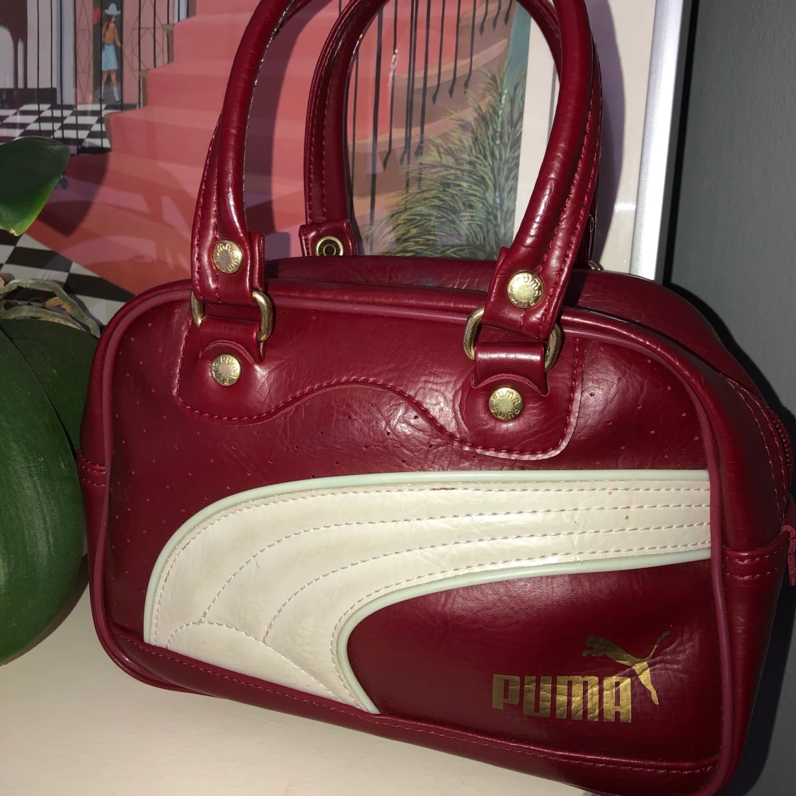 Puma burgundy vinyl handbag - 91
