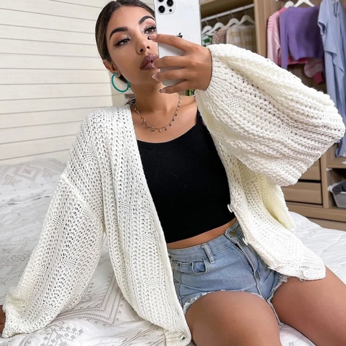 Shein - Stickad kofta - 90