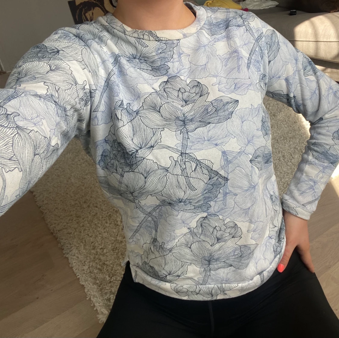 Blommig sweatshirt - 90