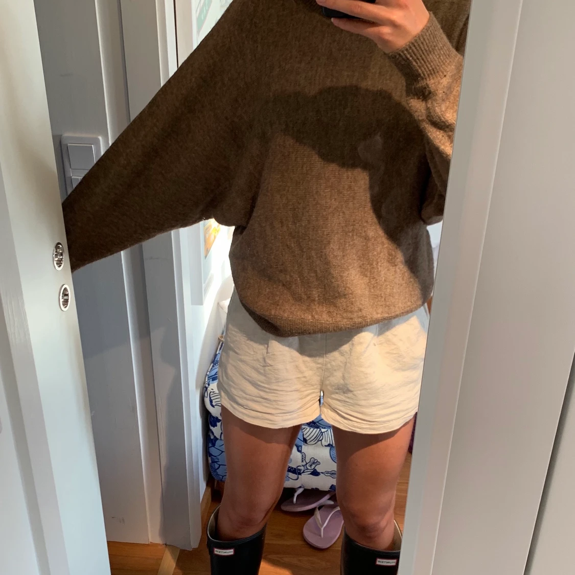 Brun stickad tröja - 90