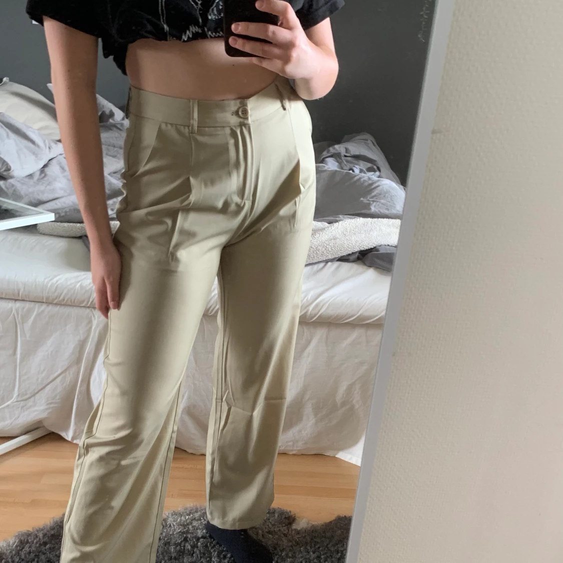 Beiga kostymbyxor - 90