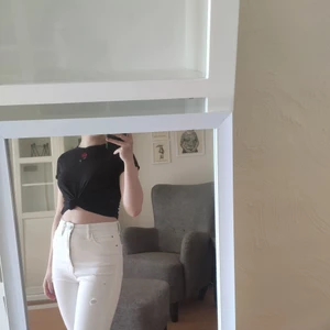 Svart t-shirt med brodyr - T-shirt i storlek XS. Säljer då den inte kmr till användning. Skicket är som ny. Ganska basic tröja som passar till det mesta, tex en rutig kjol eller ett par Mom jeans🥰