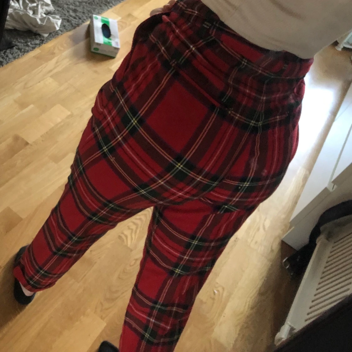 Röd rutiga byxor - 90
