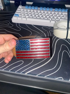 Brunt läderbälte med USA-flagga - Köpte den i New your för 8 år sedan en unik modell 
