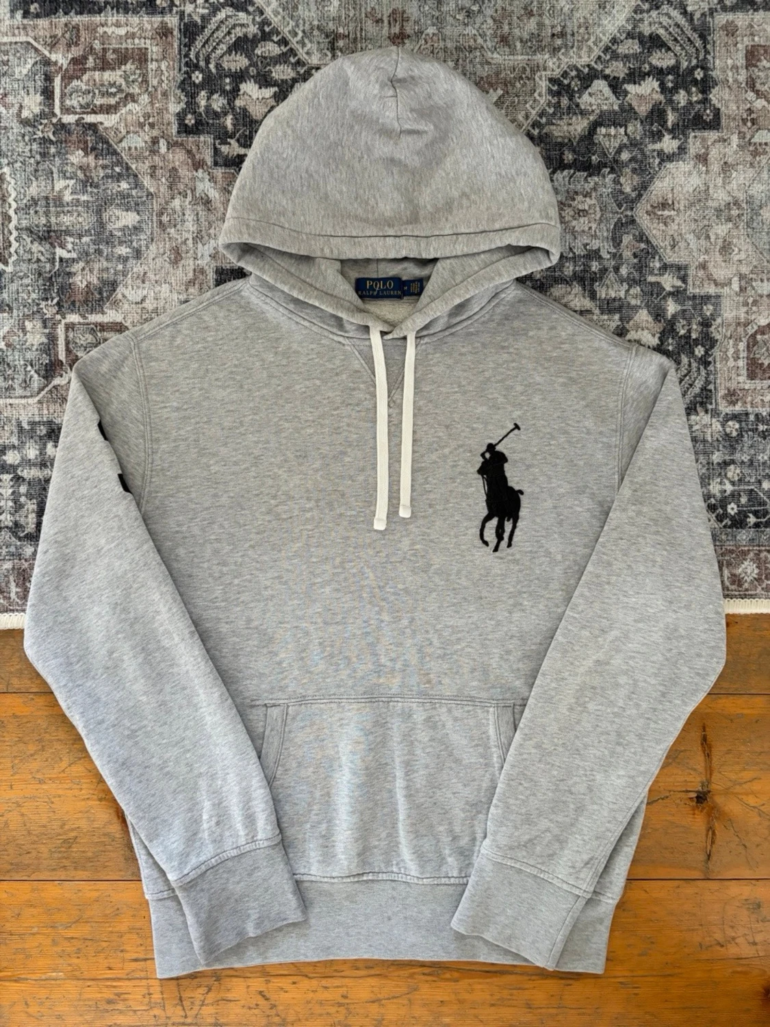 Ljusgrå Polo Ralph Lauren Hoodie Big Pony - 1