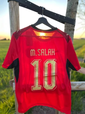 Egypten landslagströja VM 2026. Salah #10 - strl M - Helt ny och oanvänd röd landslagströja med Egyptens landslag och Salah och nummer 10 på ryggen. Tröjan har svart och guldiga detaljer, rund hals och officiellt landslagsmärke på bröstet. Storlek M. Snygg fit och bra skick. DM för eventuella frågor eller bilder 