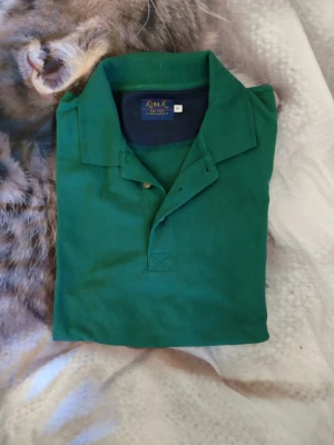 Grön henley från Kyra K i bomull - Säljer en grön henley-skjorta från Kyra K i storlek M. Skjortan har klassisk krage, knappar framtill och är gjord i mjuk bomull. Perfekt för dig som gillar enkel och stilren design.