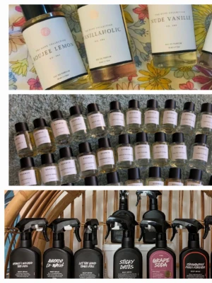 Splittar Essnce,Curiosa och Lush✨️ - Just nu fri frakt ✨️Splittar mina parfymer från Essnce och Curiosa och bodyspray från Lush i glasdekanter med spray ✨️Säljer ej hela flaskan✨️Lush splittas i 10 ml för 25 kr✨️Essnce och Curiosa splittas i 2/3/5 ml för 25/35/55 kr✨️Lemon eclair kostar 35/45/65 kr✨️Dofterna finns på listor bland bilderna ✨️Skriv vilka du önskar så lägger jag ut som ett nytt paket 