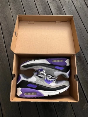 Nike Air Max 90  - Nike Air Max 90 skor i en blandning av lila, grått, svart och vitt. 