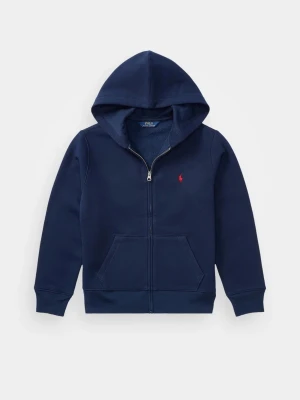 Mörkblå hoodie från Polo Ralph Lauren - Snygg mörkblå hoodie med dragkedja och huva från Polo Ralph Lauren. Klassisk design med röd logotyp broderad på bröstet och praktiska fickor framtill. Perfekt för en avslappnad och cool look. Materialet är mjukt och bekvämt, troligen bomullsblandning.