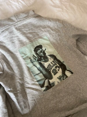 Grå hoodie med tryck - Grå hoodie med tryck på ryggen
