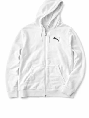 Vit zip hoodie från Puma - Snygg vit hoodie från Puma med dragkedja framtill och svart Puma-logga på bröstet. Hoodien har huva med dragsko och två stora fickor framtill. Tillverkad i mjukt material som känns skönt mot huden. Perfekt för en avslappnad och sportig stil. Storlek S(passar bra för de 156cm till 164(på kroppslängden)