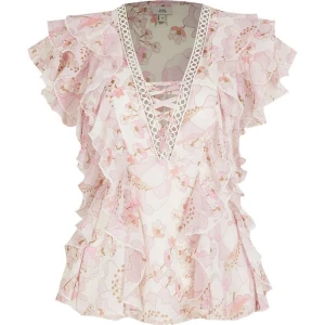 Söt rosa blus💞 - jättefin söt blus från river island, skicka prisförslag, lånade bilder 💓💓