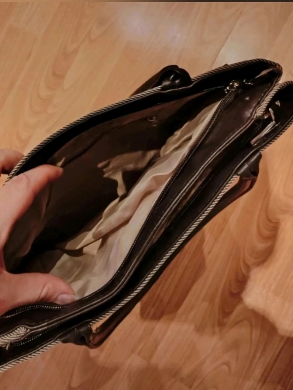 Vintage beige och brun tote handväska❤️  - 5