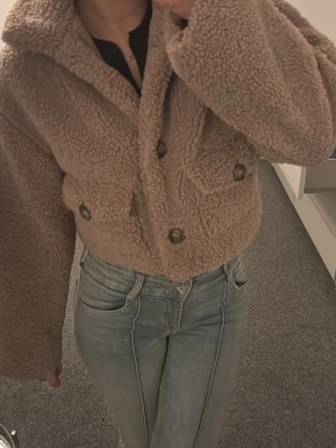 Brun/smutsrosa cropped teddyjacka ASOS DESIGN - 3