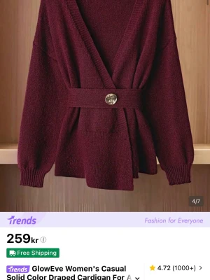 Vinröd omlottkofta med bälte - Säljer en burgandy cardigan för mycket billigare från shein. Har använt den ett par gånger men det finns inget som e dåligt med den så den är som ny