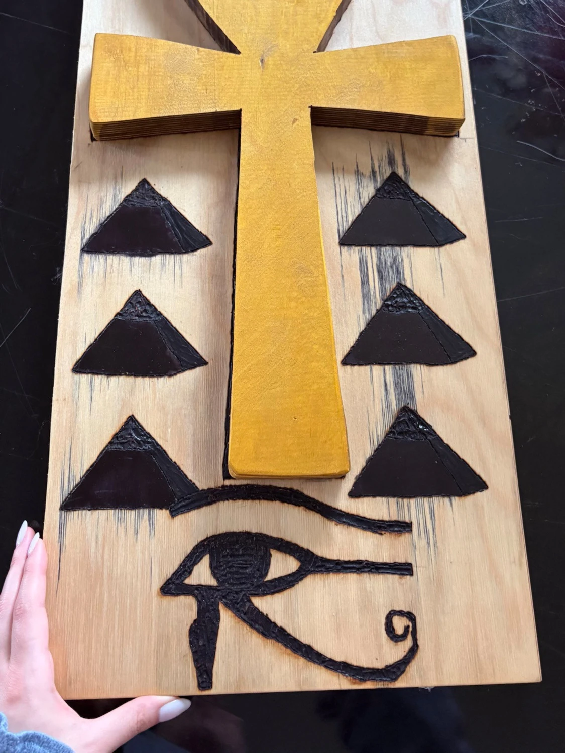 Träplatta med egyptiska symboler - 6