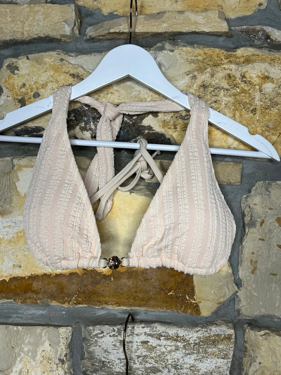 Ljusbeige  bikini med knyt - 1