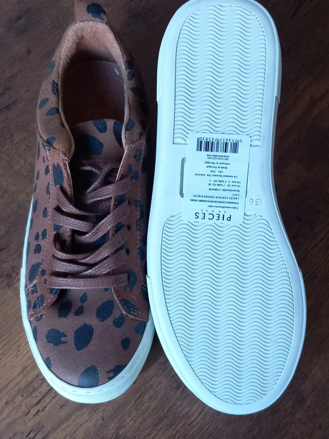 Bruna sneakers från Pieces med leopardmönster storlek 36 - 3