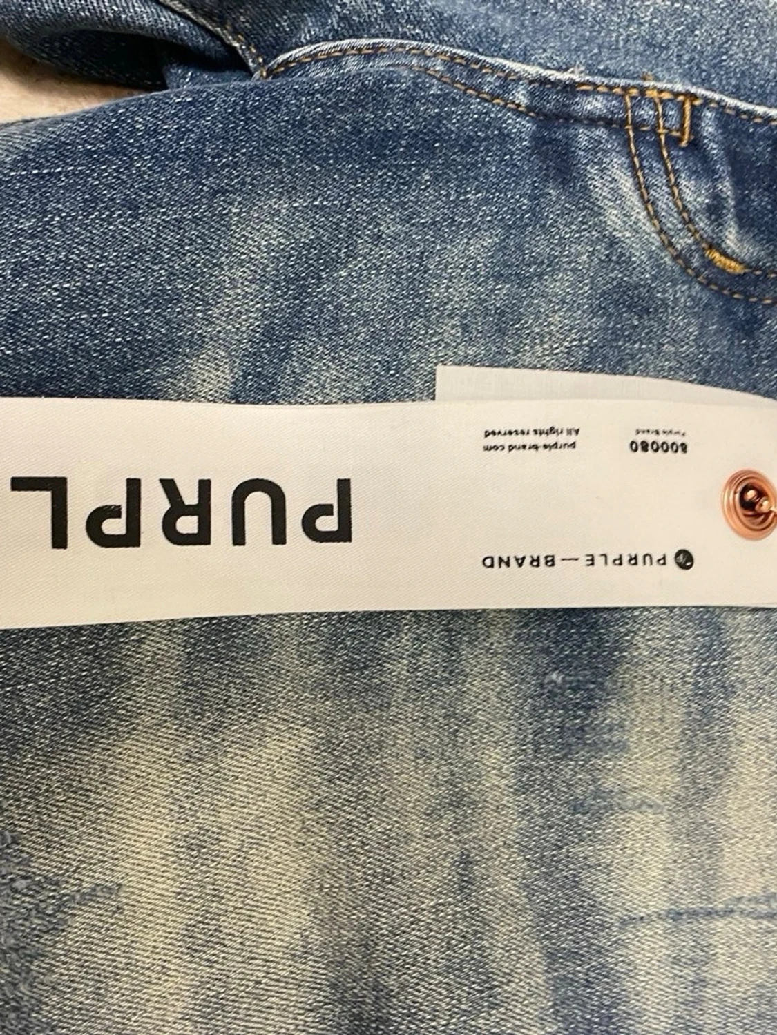 Blå slitna jeans från Purple - 5