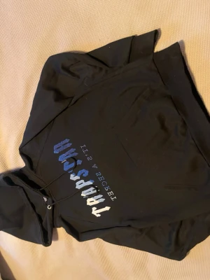 Svart TRAPSTAR hoodie med tryck - Svart hoodie från Trapstar med stor huva och dragsko. Tvättar och fixar till de för er, fråga även om det skulle vara något!!