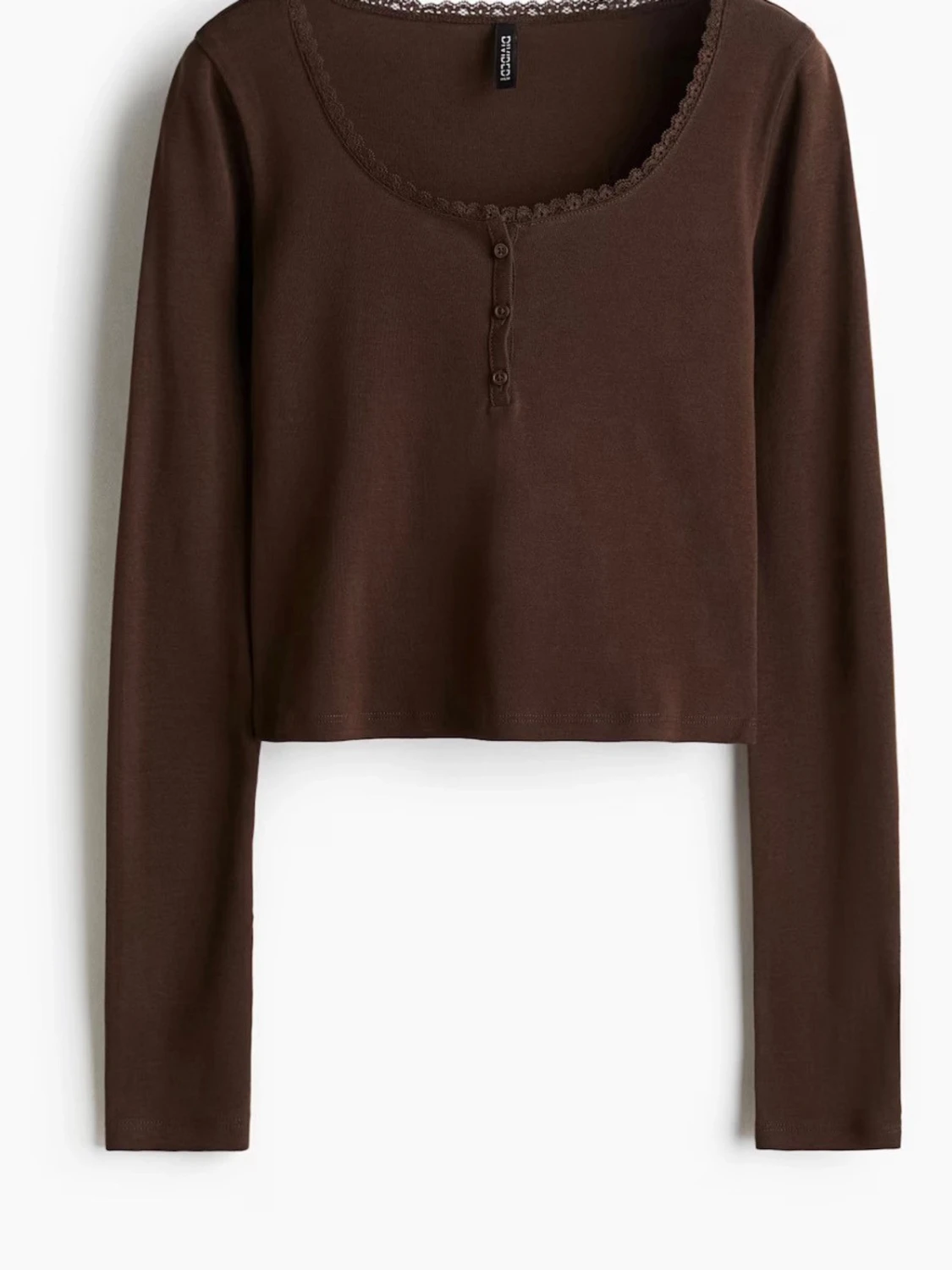 Brun långärmad topp med spets - 1