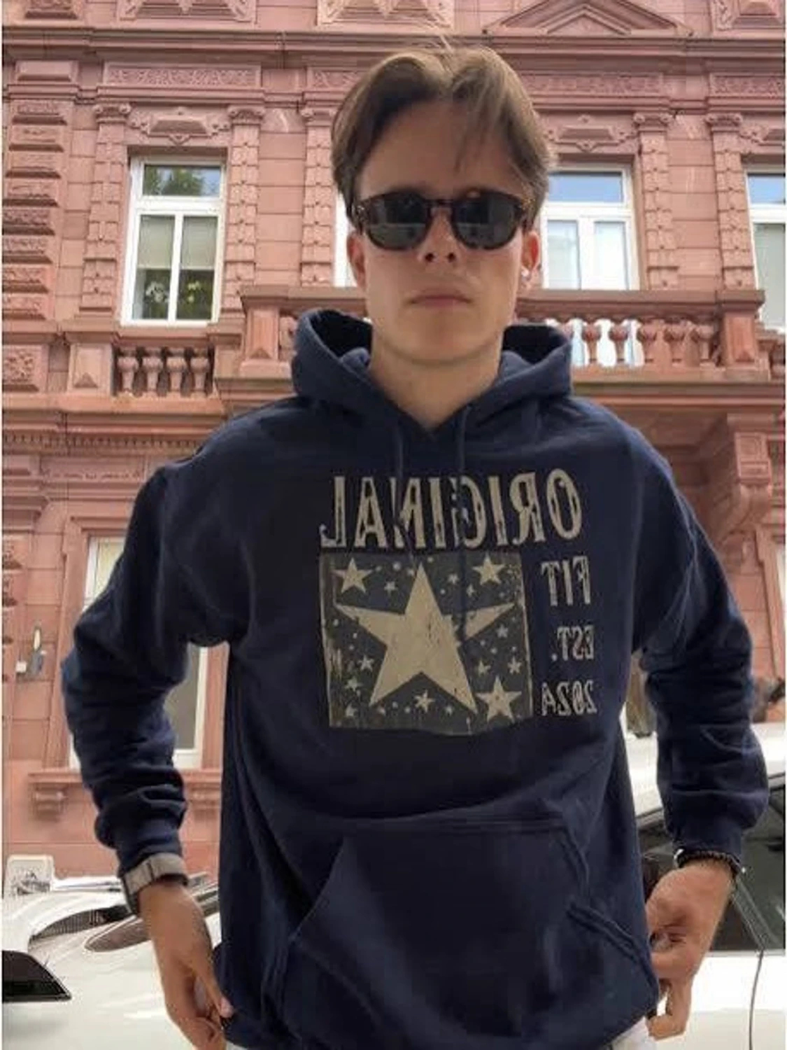 Mörkblå hoodie - 4