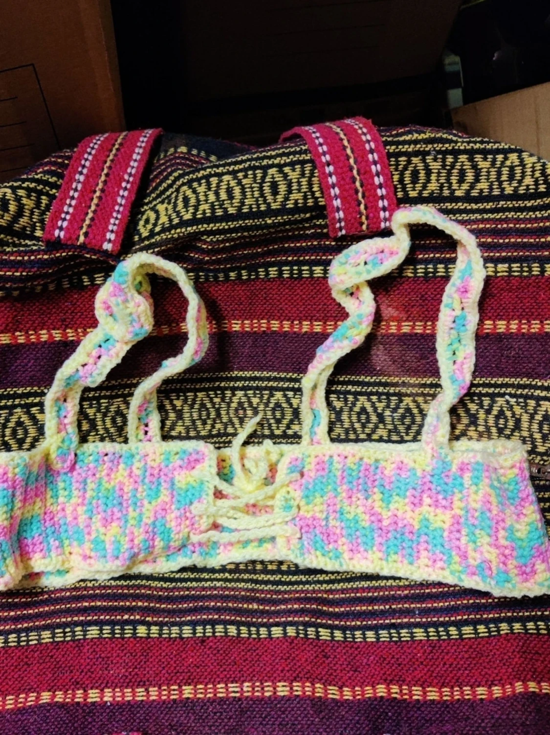 Pastellfärgad virkad harness hippie boho  - 1