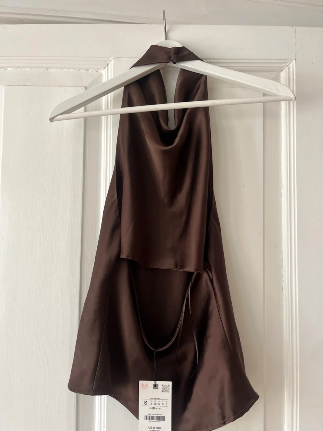 Brun satin halterneck topp - 3